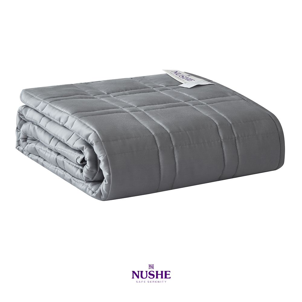 NUSHE™ Reinforced Stitch Luxury Cooling Weighted Blanket with 100% 300TC Viscose, Derived from Bamboo – Premium 7 Layer Cooling Weighted Blankets for Adults & Teenagers with Included Travel Bag