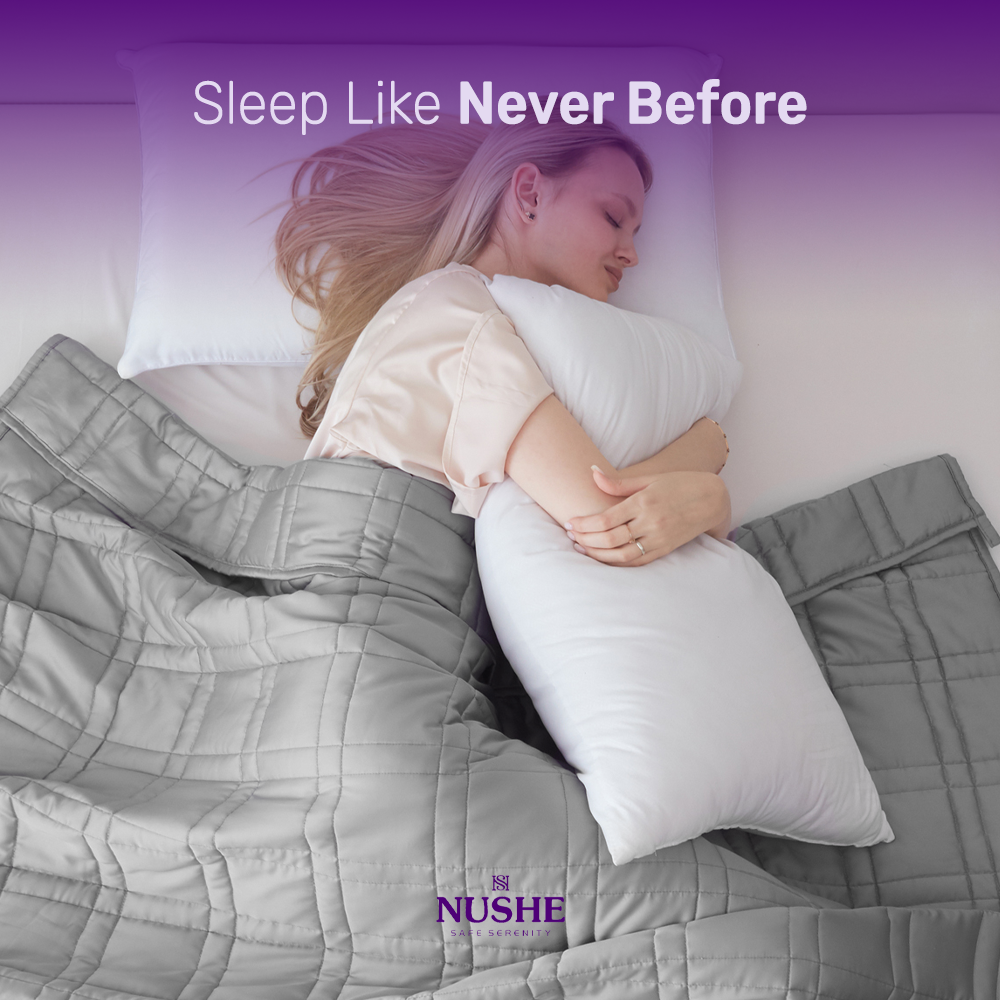 NUSHE™ Reinforced Stitch Luxury Cooling Weighted Blanket with 100% 300TC Viscose, Derived from Bamboo – Premium 7 Layer Cooling Weighted Blankets for Adults & Teenagers with Included Travel Bag
