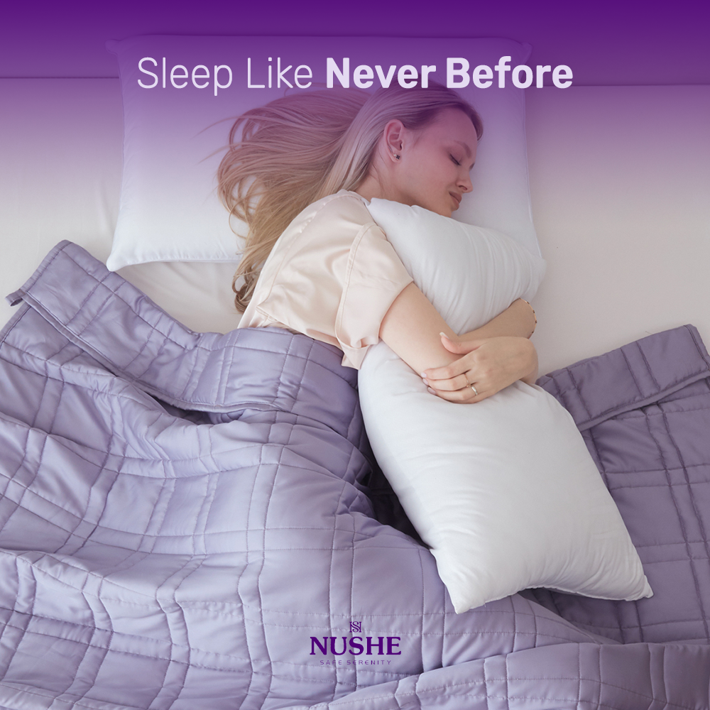 NUSHE™ Reinforced Stitch Luxury Cooling Weighted Blanket with 100% 300TC Viscose, Derived from Bamboo – Premium 7 Layer Cooling Weighted Blankets for Adults & Teenagers with Included Travel Bag