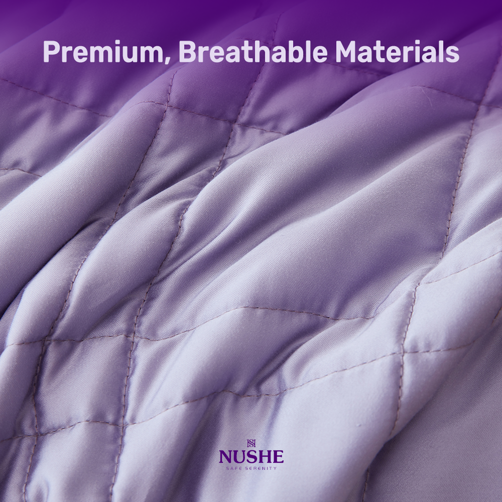 NUSHE™ Reinforced Stitch Luxury Cooling Weighted Blanket with 100% 300TC Viscose, Derived from Bamboo – Premium 7 Layer Cooling Weighted Blankets for Adults & Teenagers with Included Travel Bag