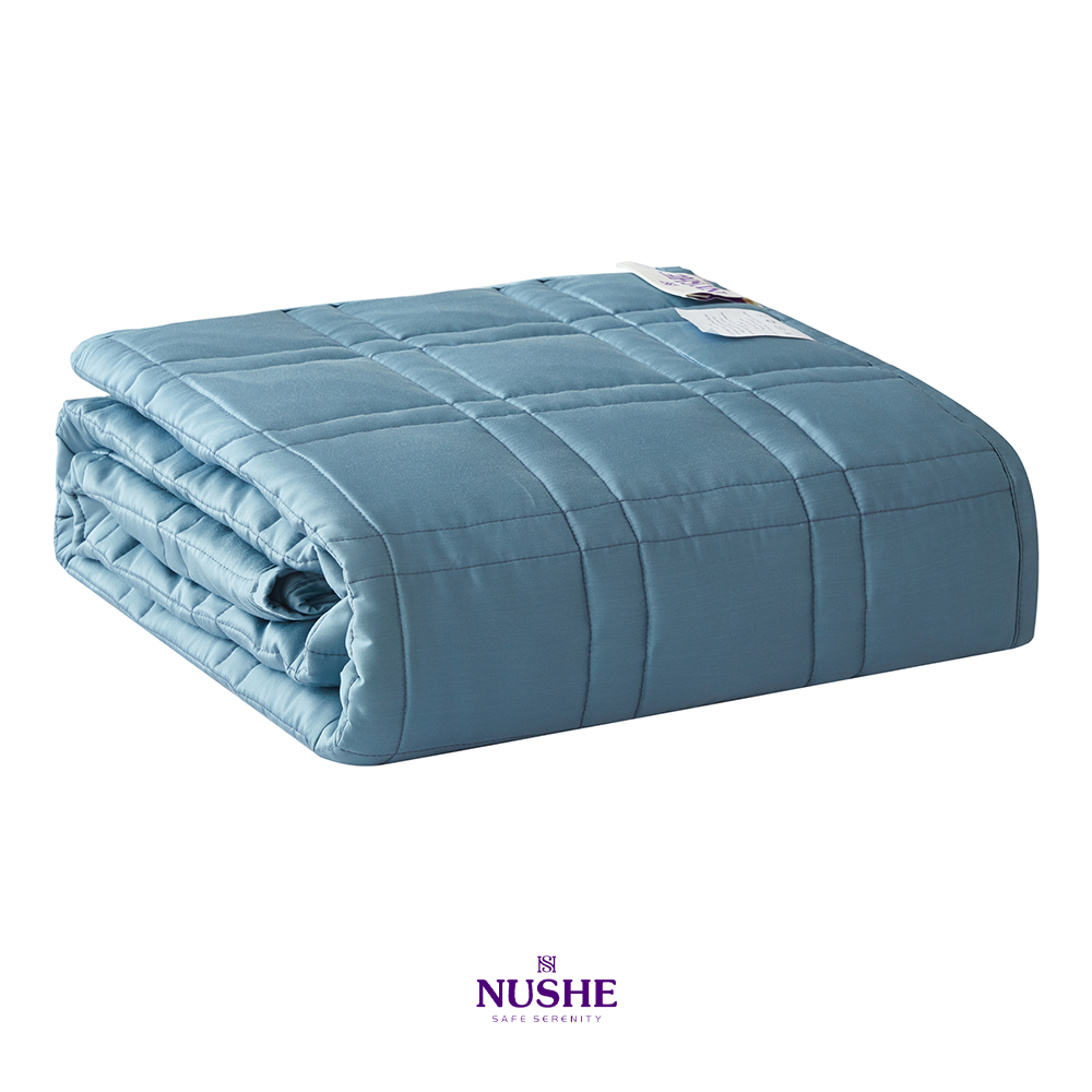 NUSHE™ Reinforced Stitch Luxury Cooling Weighted Blanket with 100% 300TC Viscose, Derived from Bamboo – Premium 7 Layer Cooling Weighted Blankets for Adults & Teenagers with Included Travel Bag
