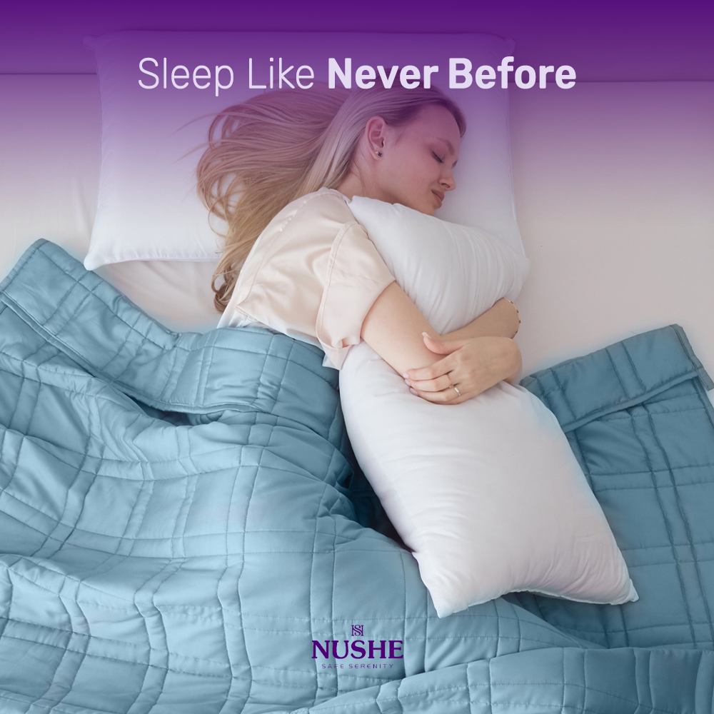 NUSHE™ Reinforced Stitch Luxury Cooling Weighted Blanket with 100% 300TC Viscose, Derived from Bamboo – Premium 7 Layer Cooling Weighted Blankets for Adults & Teenagers with Included Travel Bag