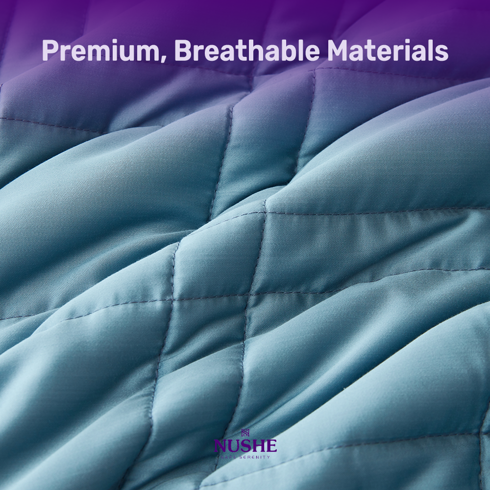 NUSHE™ Reinforced Stitch Luxury Cooling Weighted Blanket with 100% 300TC Viscose, Derived from Bamboo – Premium 7 Layer Cooling Weighted Blankets for Adults & Teenagers with Included Travel Bag
