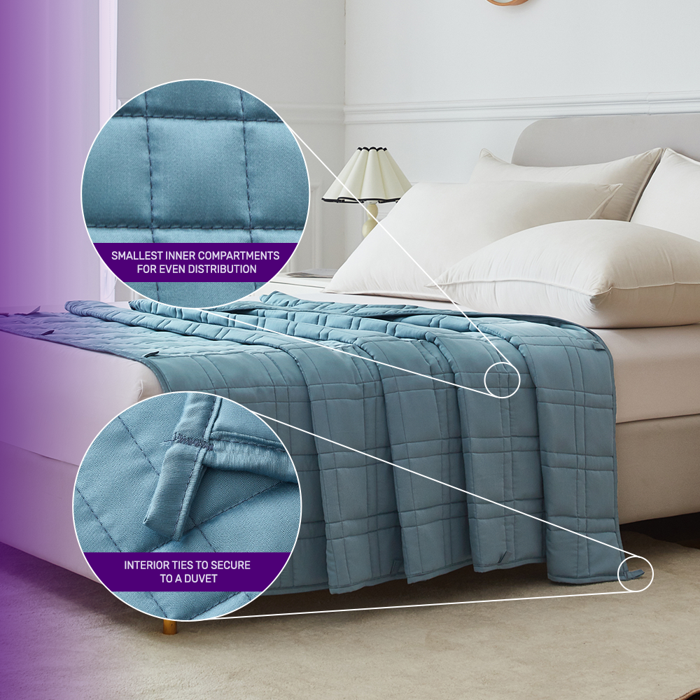 NUSHE™ Reinforced Stitch Luxury Cooling Weighted Blanket with 100% 300TC Viscose, Derived from Bamboo – Premium 7 Layer Cooling Weighted Blankets for Adults & Teenagers with Included Travel Bag